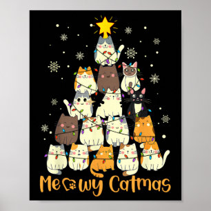 Meowy Catmas Weihnachtsbaum Xmas Girls Boys Fu Poster