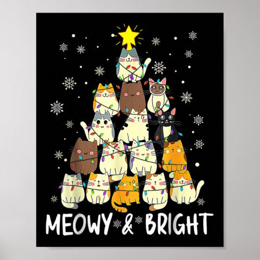 Meowy Catmas Weihnachtsbaum Xmas Girls Boys Fu Poster (Vorne)