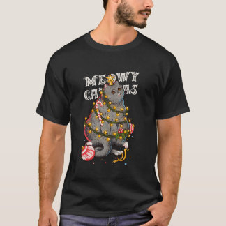 Meowy Catmas Weihnachtsbaum Xmas Girls Boys Fu T-Shirt