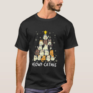 Meowy Catmas Weihnachtsbaum Xmas Girls Boys Fu T-Shirt
