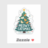 Meowy Catmas Weihnachtsbaum Xmas Weihnachtsmann Aufkleber (Blatt)