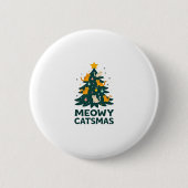 Meowy Catmas Weihnachtsbaum Xmas Weihnachtsmann Button (Vorderseite)