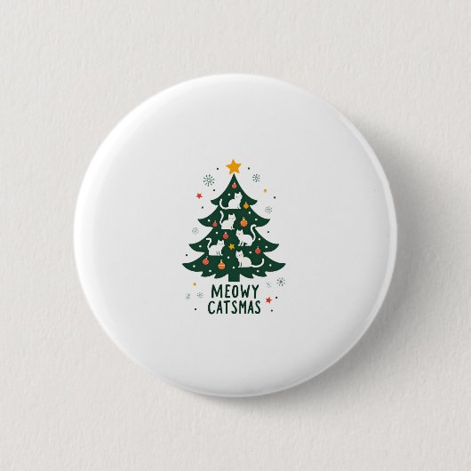 Meowy Catmas Weihnachtsbaum Xmas Weihnachtsmann Button (Vorderseite)