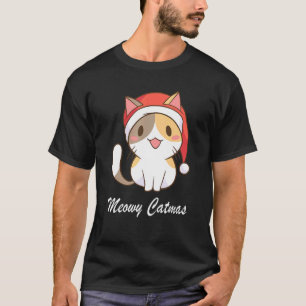 Meowy Catmas Weihnachtshut Süße Katze Weihnachten T-Shirt