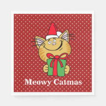 Meowy Catmas Weihnachtskatze Papier Napkins
