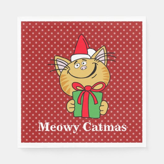 Meowy Catmas Weihnachtskatze Papier Napkins Serviette (Vorderseite)