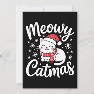 Meowy Catmas Weihnachtskatze Santa Hut Schal Xmas Einladung