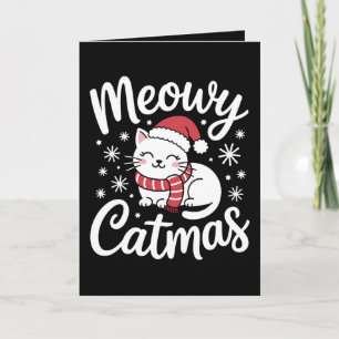 Meowy Catmas Weihnachtskatze Santa Hut Schal Xmas Karte