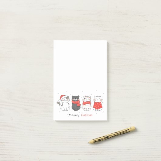 Meowy Catmas Weihnachtskatzen Post-it Klebezettel (Auf Schreibtisch)