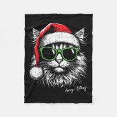 Meowy Catmas Weihnachtsmannmütze Niedlich Cat Chri Fleecedecke (Vorderseite)