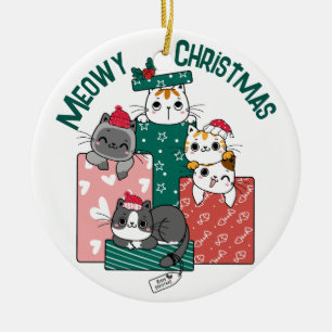 Meowy Catmast Niedliche Weihnachtskatzen Keramik Ornament