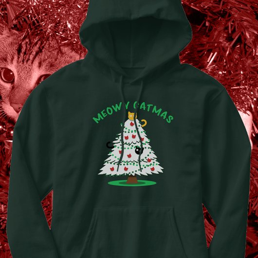 Meowy Catmus | Funny Christmas Tree Cats Hoodie