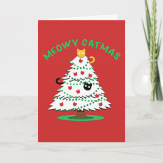 Meowy Catmus | Lustige Weihnachtsbaum Katzen Feiertagskarte