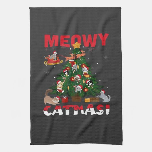 Meowy Chirstmas Geschirrtuch (Vertikal)