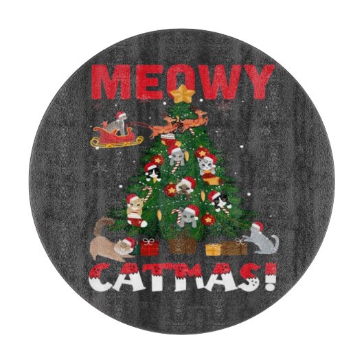 Meowy Chirstmas Schneidebrett (Vorderseite)