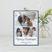 Meowy Christmas 4 Foto Feiertagskarte (Stehend Vorderseite)
