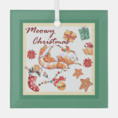 Meowy Christmas Albern Cat Ornament Aus Glas (Vorderseite)