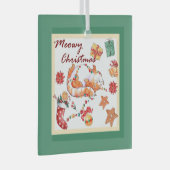 Meowy Christmas Albern Cat Ornament Aus Glas (Vorderseite Rechts)