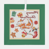 Meowy Christmas Albern Cat Ornament Aus Glas (Rückseite)