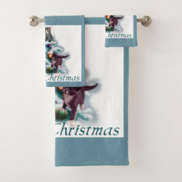 Meowy Christmas Badhandtuch Set