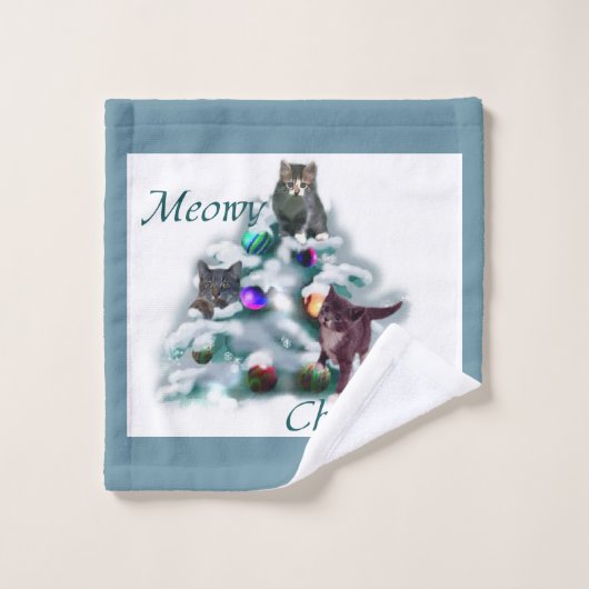 Meowy Christmas Badhandtuch Set (Waschlappen)