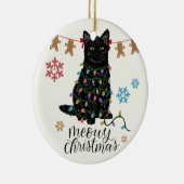 Meowy Christmas Black Cat Keramik Ornament (Rechts)