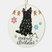 Meowy Christmas Black Cat Keramik Ornament (Links)