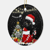 Meowy Christmas Black Cat Keramik Ornament (Links)