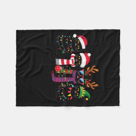 Meowy Christmas Black Cat Xmas For Cat Lover Cat M Fleecedecke (Vorderseite (Horizontal))