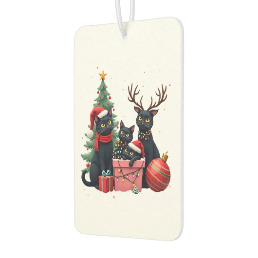 Meowy Christmas Black Cats Play Christmas Tree Lig Autolufterfrischer (Links)