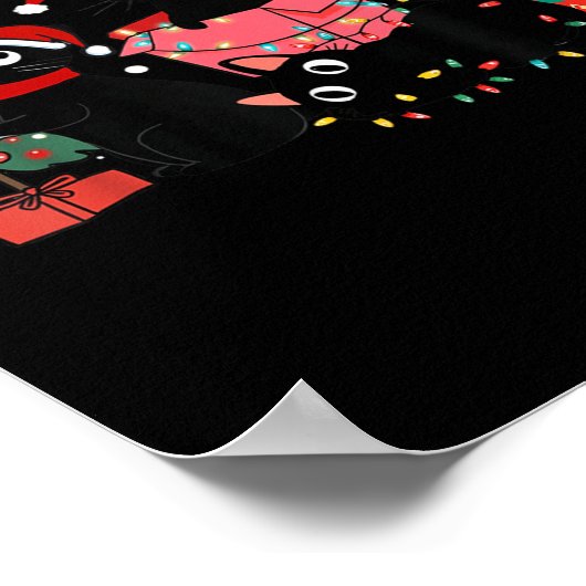 Meowy Christmas Black Cats Play Christmas Tree Lig Poster (Ecke)
