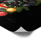 Meowy Christmas Black Cute Cat Santa Hat Xmas Wome Poster (Ecke)