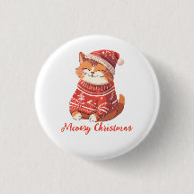 Meowy Christmas Button - Niedliches festes Cat Des