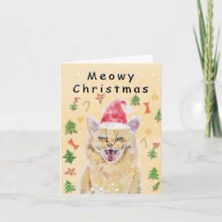 Meowy Christmas card angry yet cute cat Karte