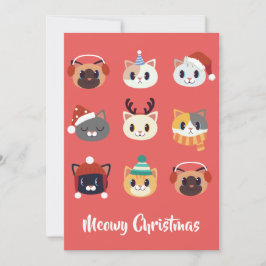 Meowy Christmas Cartoon Cats Feiertagskarte