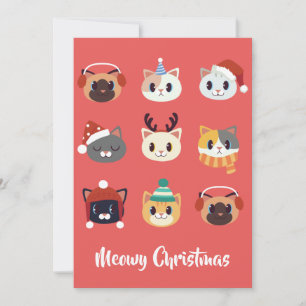 Meowy Christmas Cartoon Cats Feiertagskarte