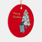 Meowy Christmas Cat and Tree Keramik Ornament (Rechts)