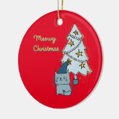 Meowy Christmas Cat and Tree Keramik Ornament (Links)