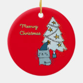 Meowy Christmas Cat and Tree Keramik Ornament (Hinten)