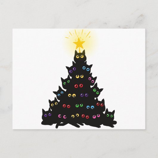 Meowy Christmas Cat Christmas Tree Postkarte (Vorderseite)