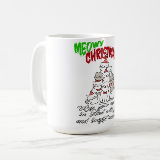 Meowy Christmas Cat – Cute Holiday Cat Lovers Mug Kaffeetasse (Vorderseite Links)