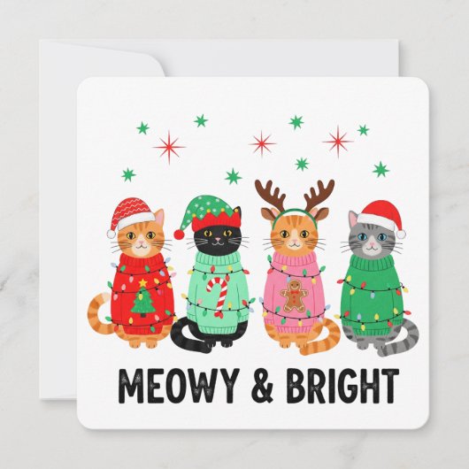Meowy Christmas Cat Einladung (Vorderseite)