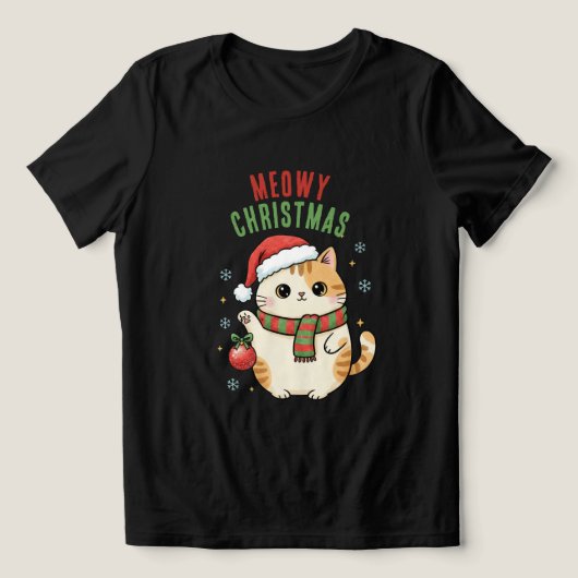 Meowy Christmas Cat – Festive Holiday Design Tri-Blend Shirt (Design Vorderseite)