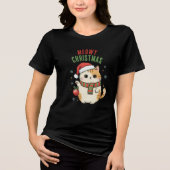 Meowy Christmas Cat – Festive Holiday Design Tri-Blend Shirt (Vorderseite)
