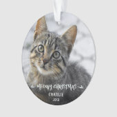 MEOWY CHRISTMAS Cat Foto Name Jahr Ornament (Vorderseite)