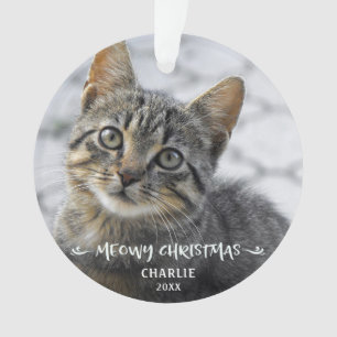 MEOWY CHRISTMAS Cat Foto Name Jahr Ornament