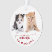 Meowy Christmas Cat Foto Names Red Ornament (Vorderseite)