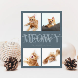 Meowy Christmas Cat Fotos Slate Blue Christmas Feiertagskarte