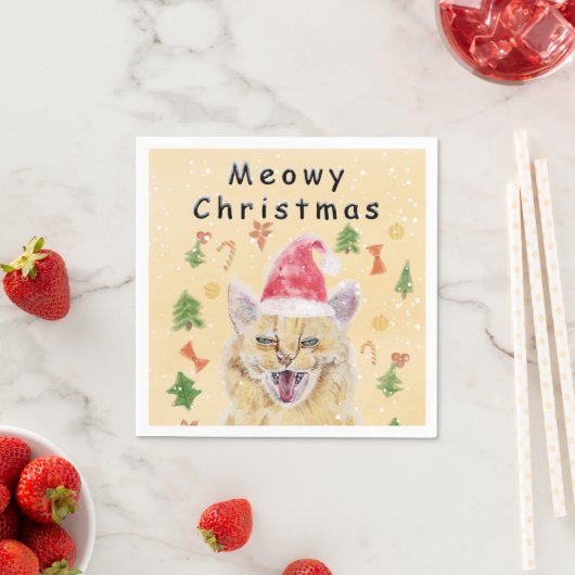 Meowy Christmas cat funny and cute cat Serviette (Beispiel)
