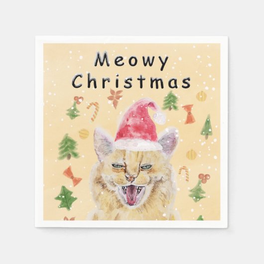 Meowy Christmas cat funny and cute cat Serviette (Vorderseite)